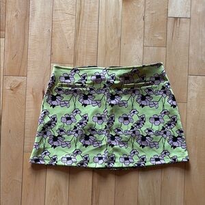 Floral Patterned Green Skirt